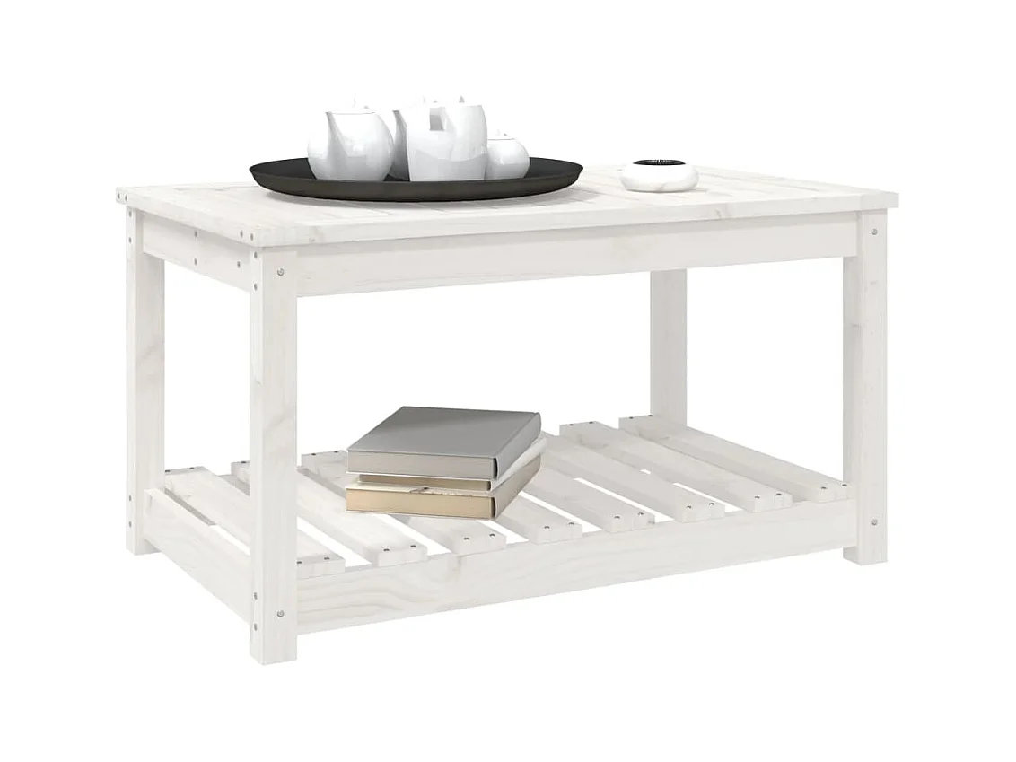 Table de jardin blanc 82,5x50,5x45 cm bois massif de pin