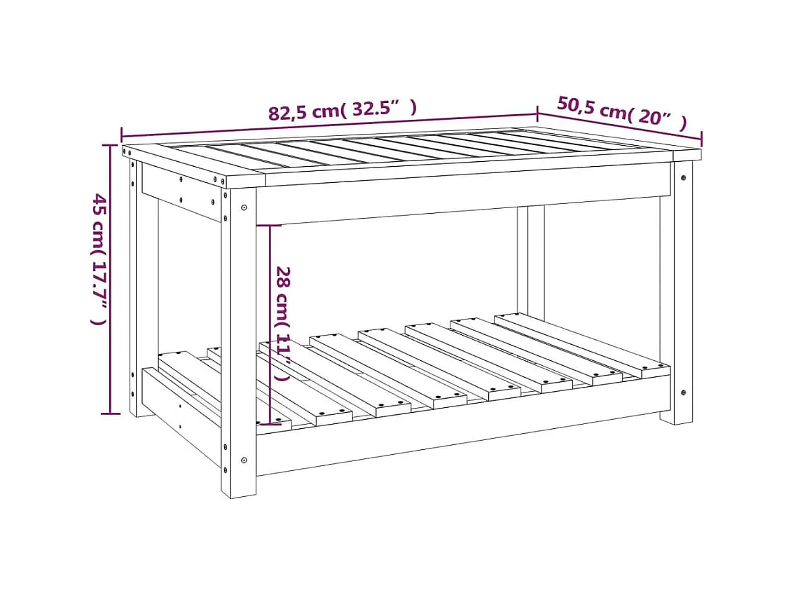 Table de jardin blanc 82,5x50,5x45 cm bois massif de pin