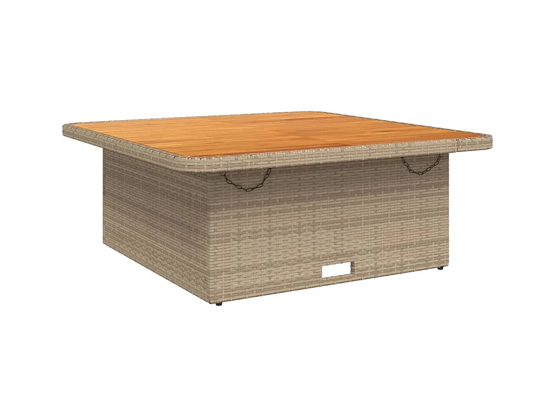 Beige tuintafel 110x110x71 cm gevlochten hars acaciahout