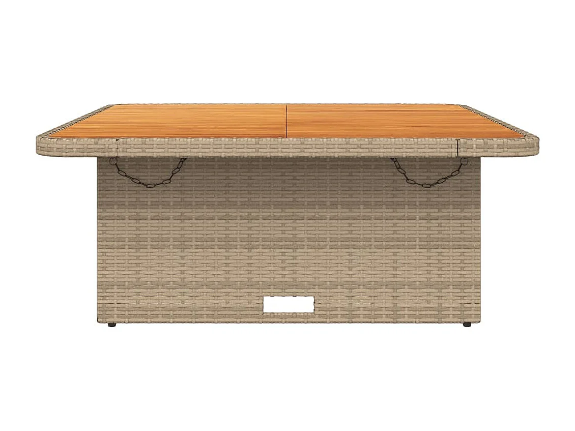 Tavolo da giardino beige 110x110x71 cm in resina intrecciata e legno di acacia