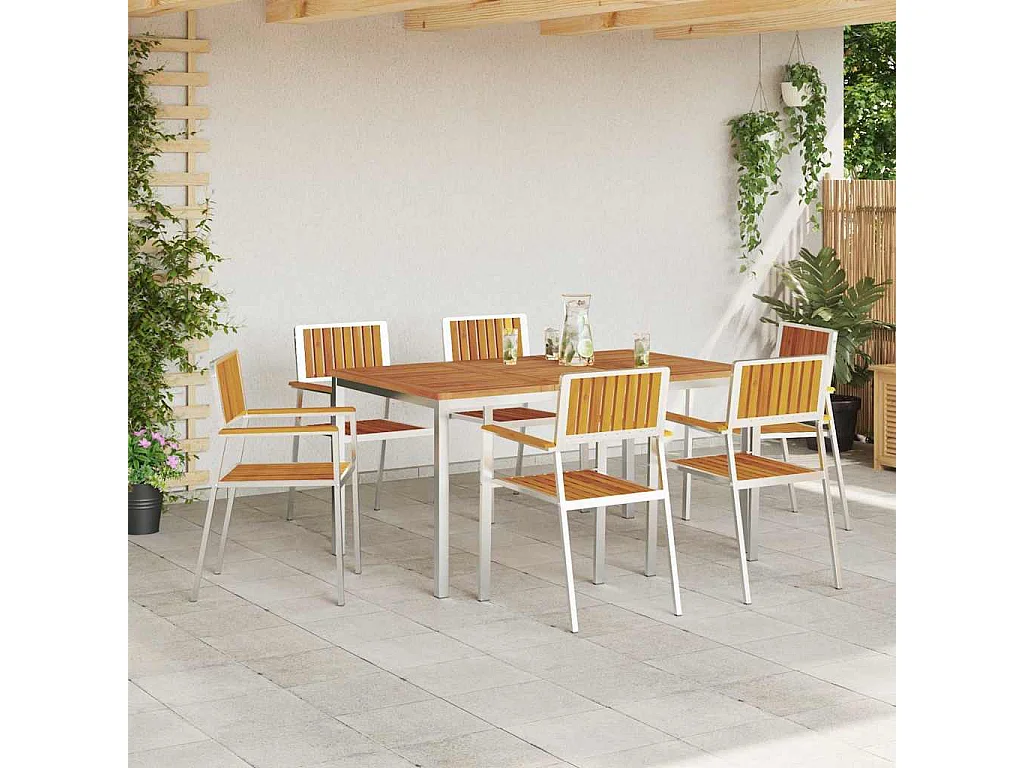 Juego de comedor de jardín de 7 piezas