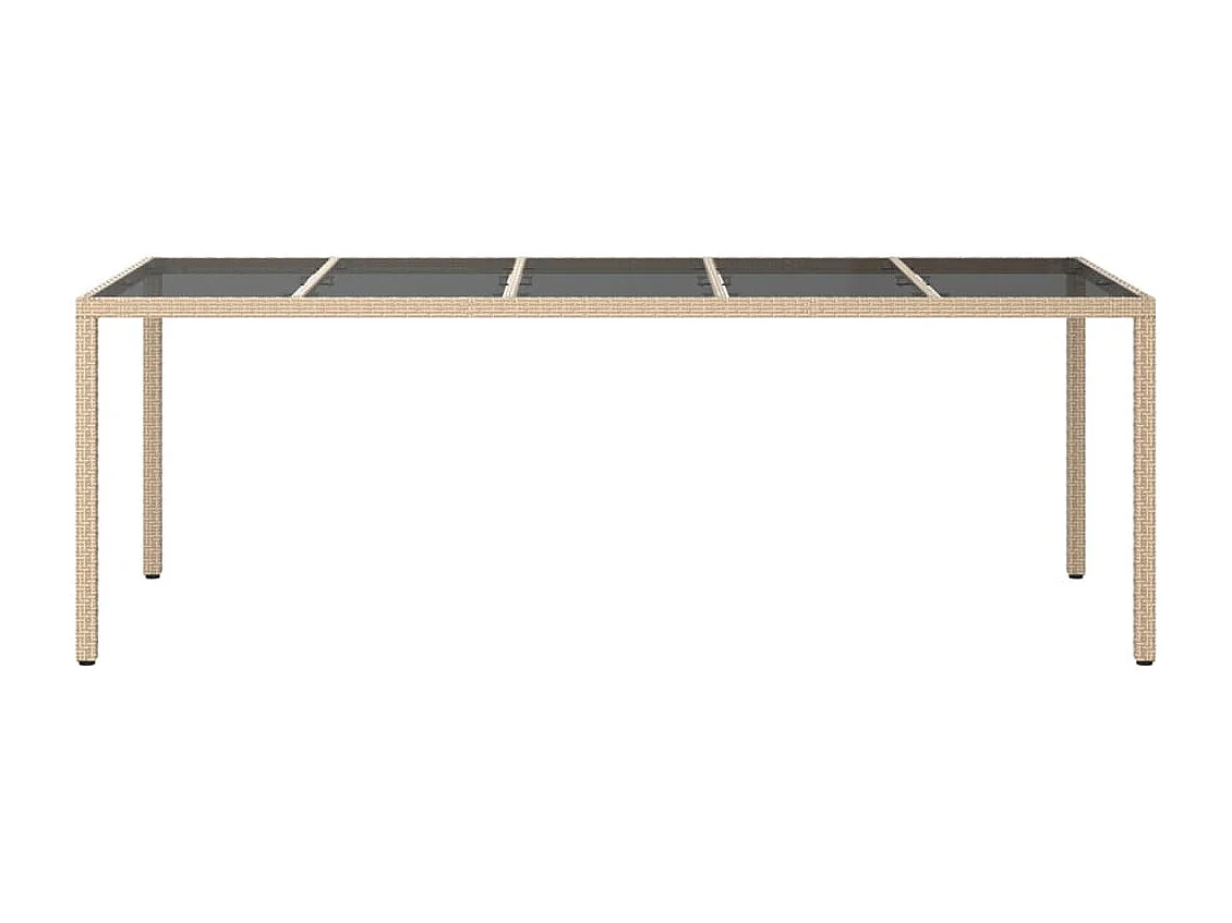 Tavolo da giardino beige 250x100x75 cm Vetro temperato e polyrattan