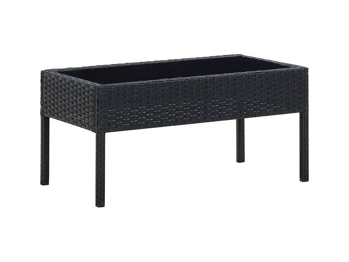 Mesa de jardín negra 75x40x37 cm Resina mimbre