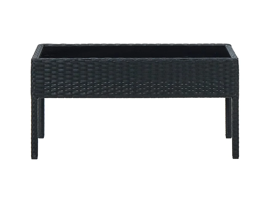 Mesa de jardín negra 75x40x37 cm Resina mimbre