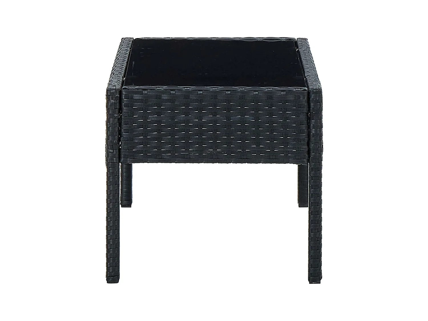 Mesa de jardín negra 75x40x37 cm Resina mimbre