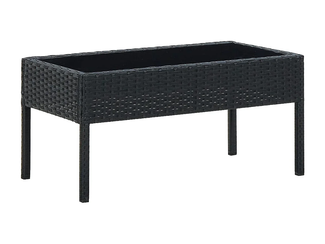 Mesa de jardín negra 75x40x37 cm Resina mimbre
