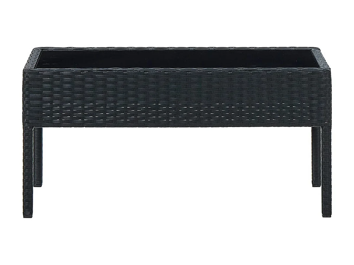 Mesa de jardín negra 75x40x37 cm Resina mimbre