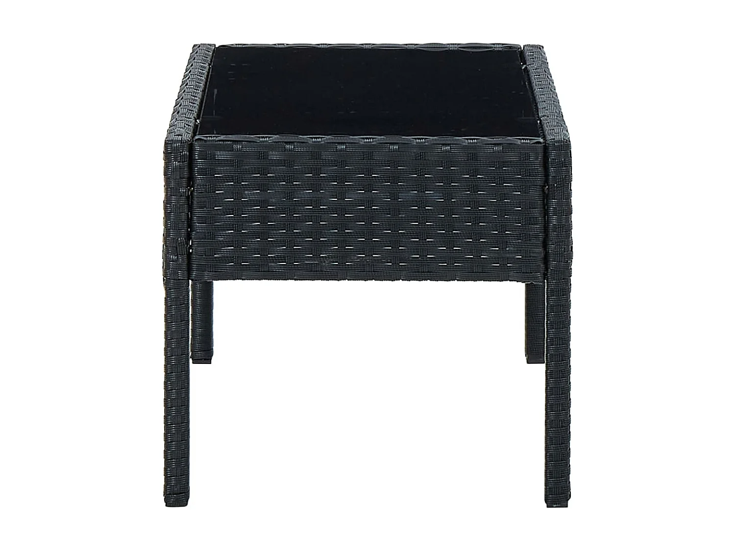 Mesa de jardín negra 75x40x37 cm Resina mimbre