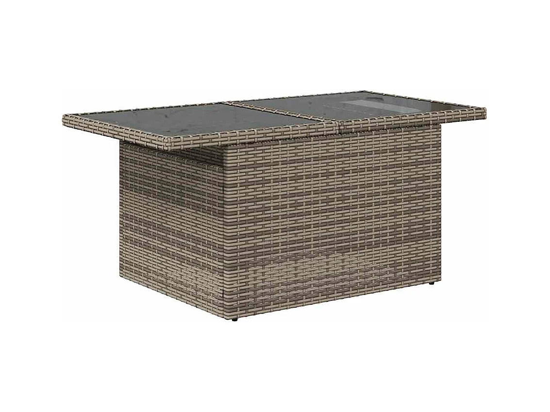 Tuintafel met grijs glazen blad 100x55x73cm geweven hars