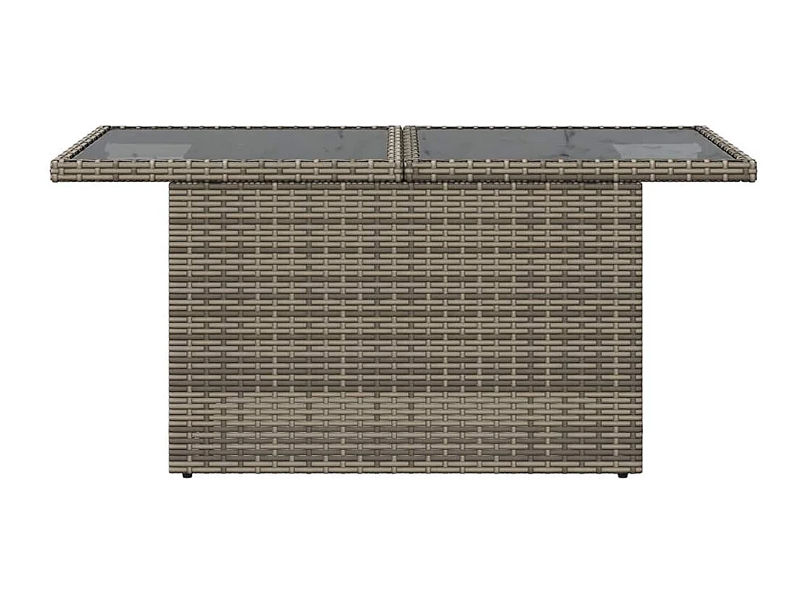 Mesa de jardín con tapa de cristal gris 100x55x73cm resina trenzada