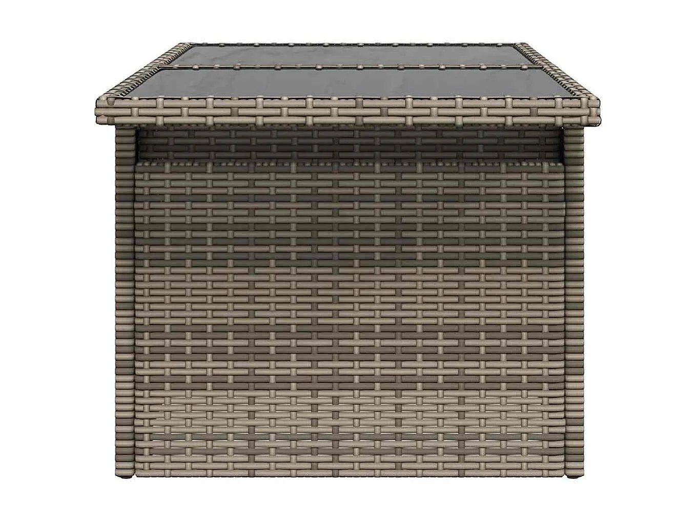 Mesa de jardín con tapa de cristal gris 100x55x73cm resina trenzada