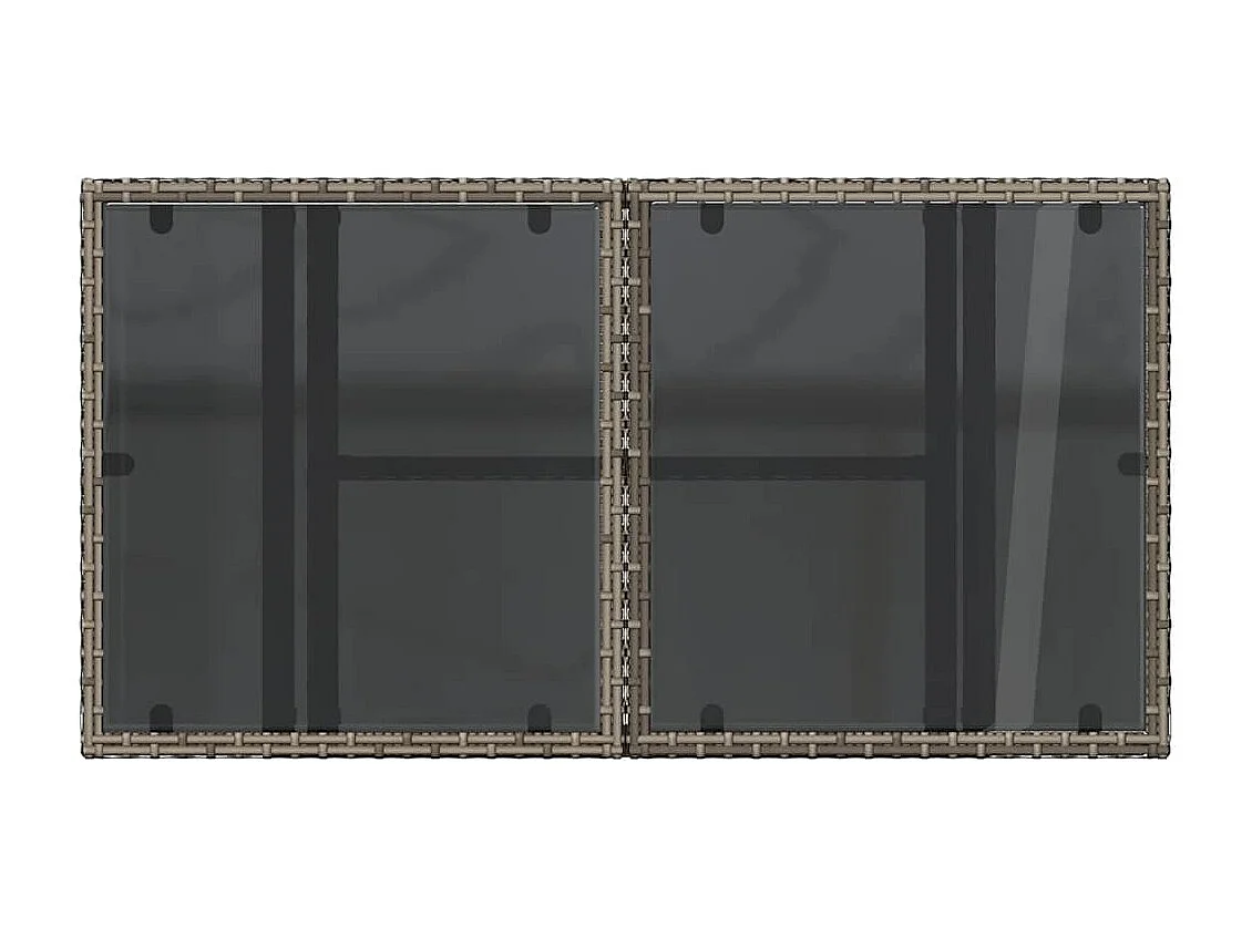 Mesa de jardín con tapa de cristal gris 100x55x73cm resina trenzada