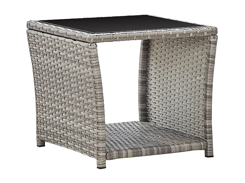Grijze salontafel 45x45x40 cm Geweven hars en glas