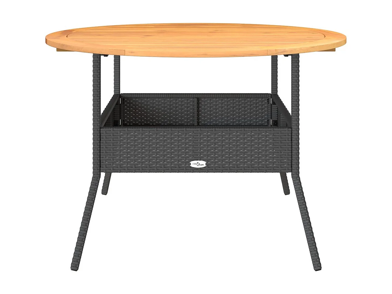 Mesa de jardín y tablero en madera de acacia negra y resina trenzada.