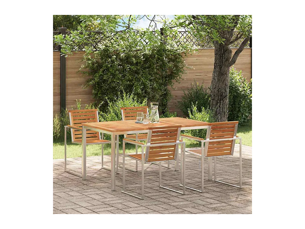 Table à manger d'extérieur Marron Bois de teck solide