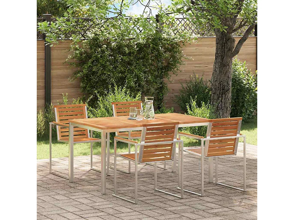 Table à manger d'extérieur Marron Bois de teck solide