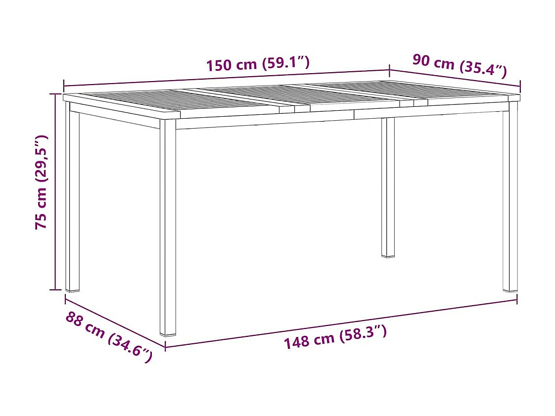 Table à manger d'extérieur Marron Bois de teck solide