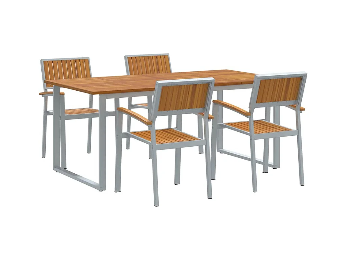 Juego de comedor de jardín de 5 piezas en gris y marrón