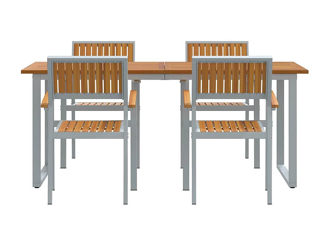 Juego de comedor de jardín de 5 piezas en gris y marrón