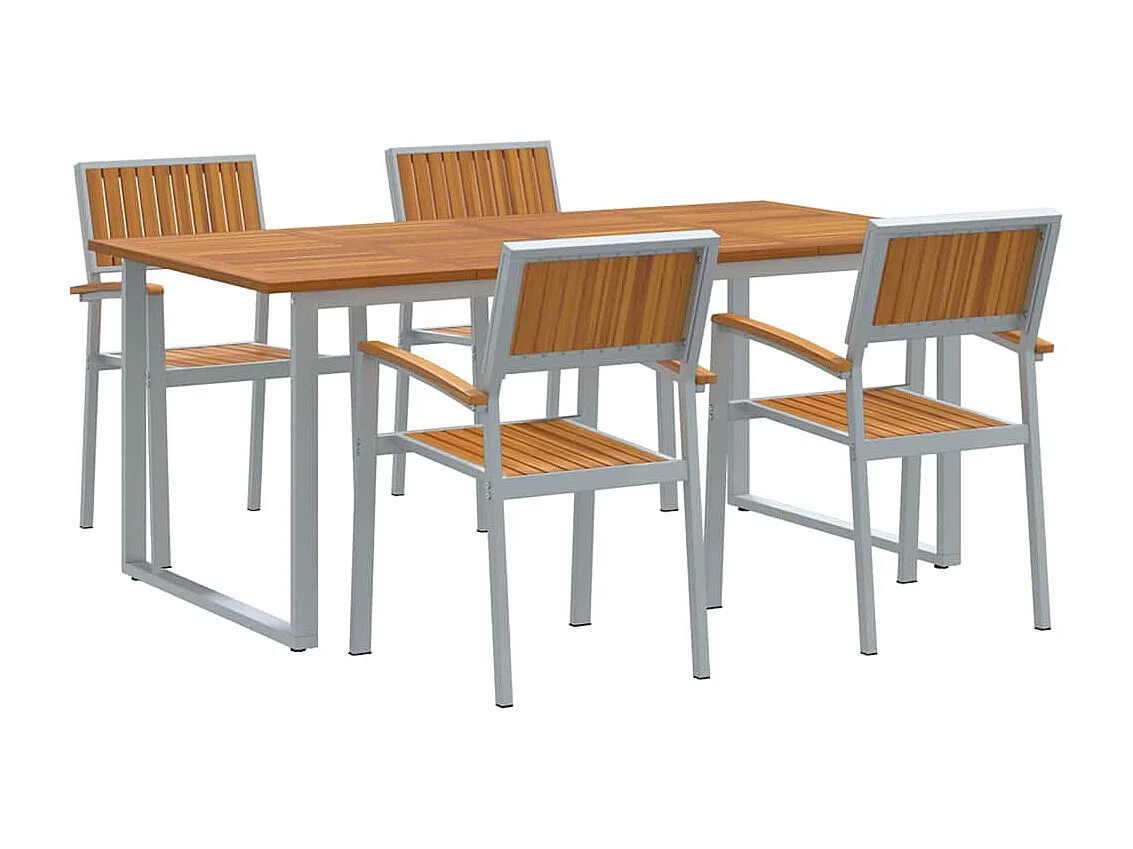 Juego de comedor de jardín de 5 piezas en gris y marrón