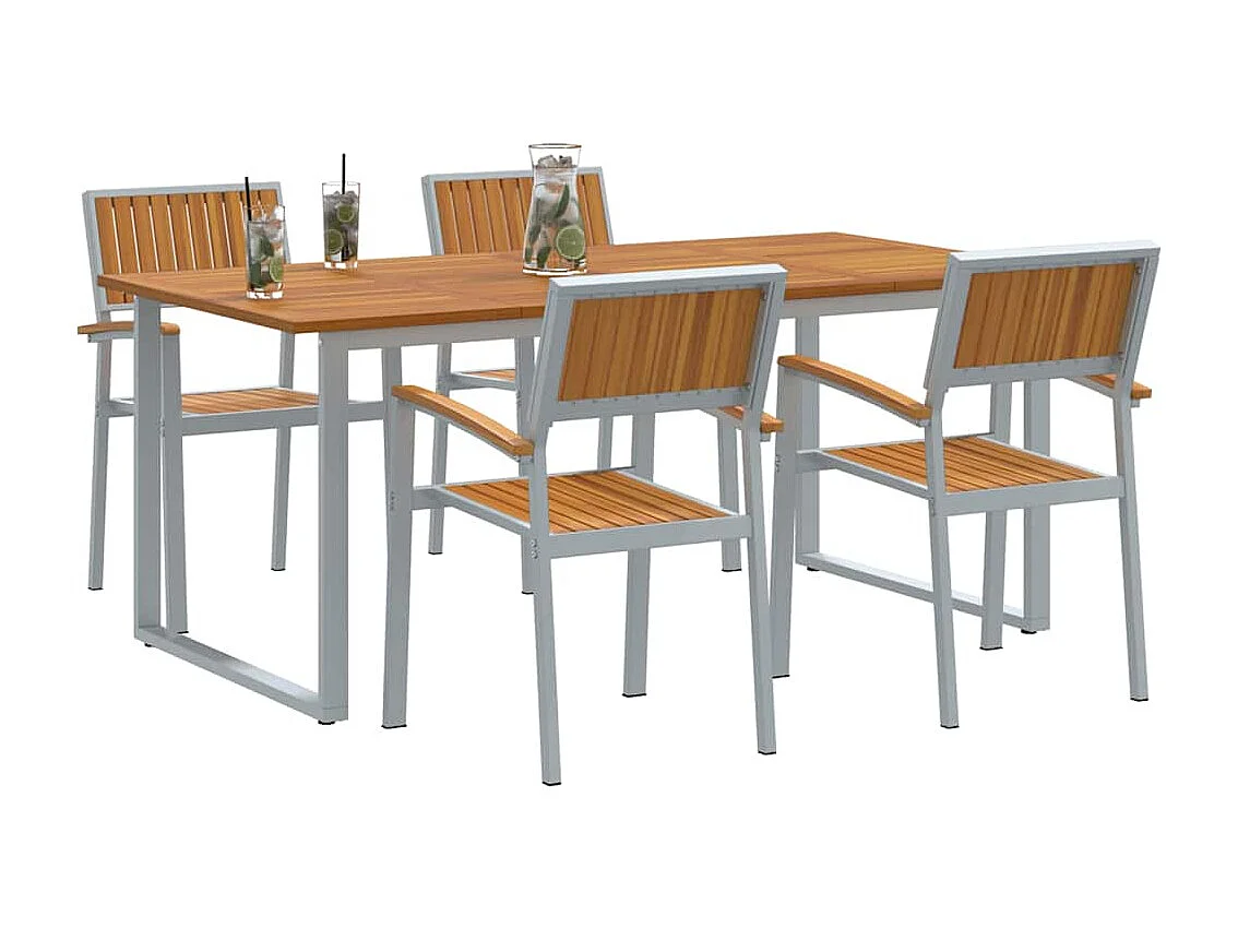 Juego de comedor de jardín de 5 piezas en gris y marrón