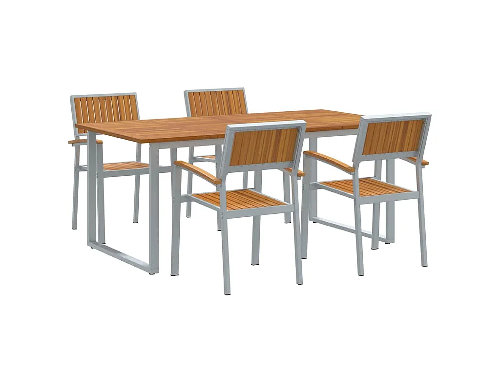 Set da pranzo da giardino da 5 pezzi in grigio e marrone