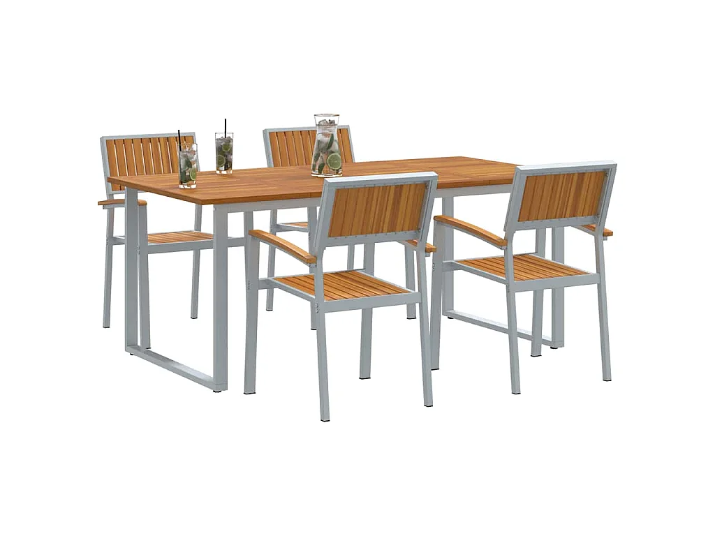 Set da pranzo da giardino da 5 pezzi in grigio e marrone