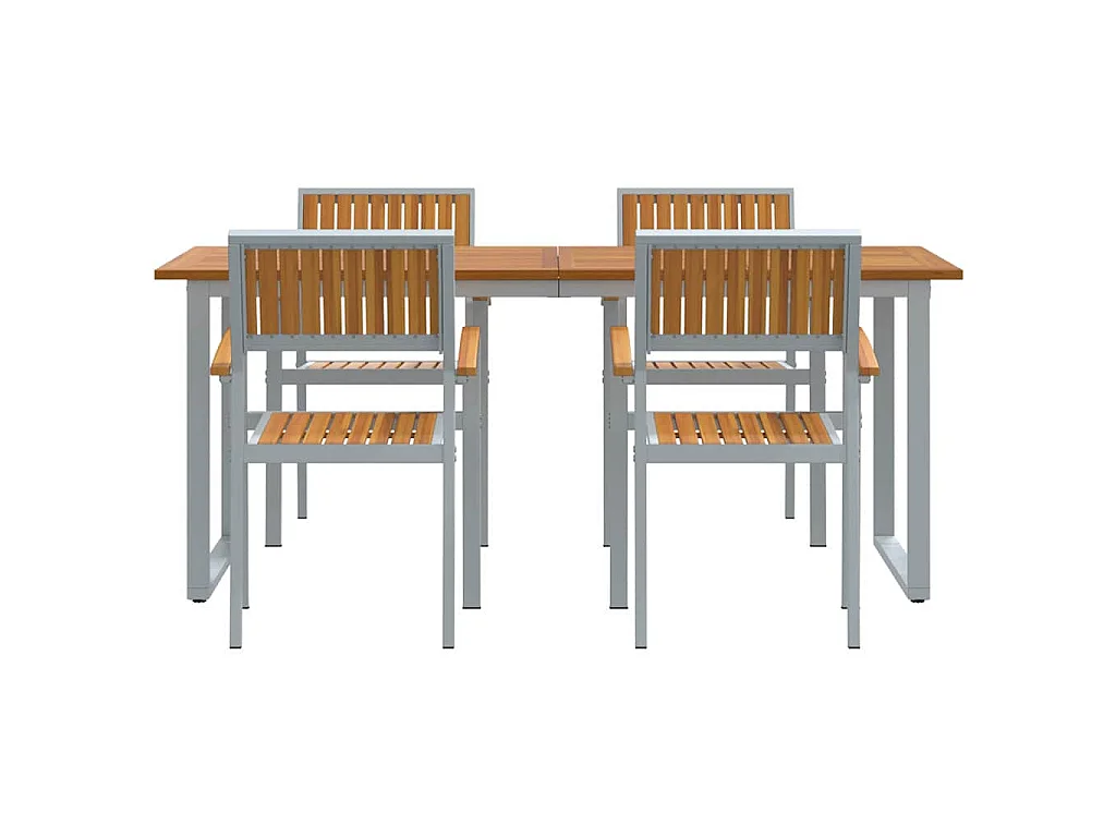 Set da pranzo da giardino da 5 pezzi in grigio e marrone