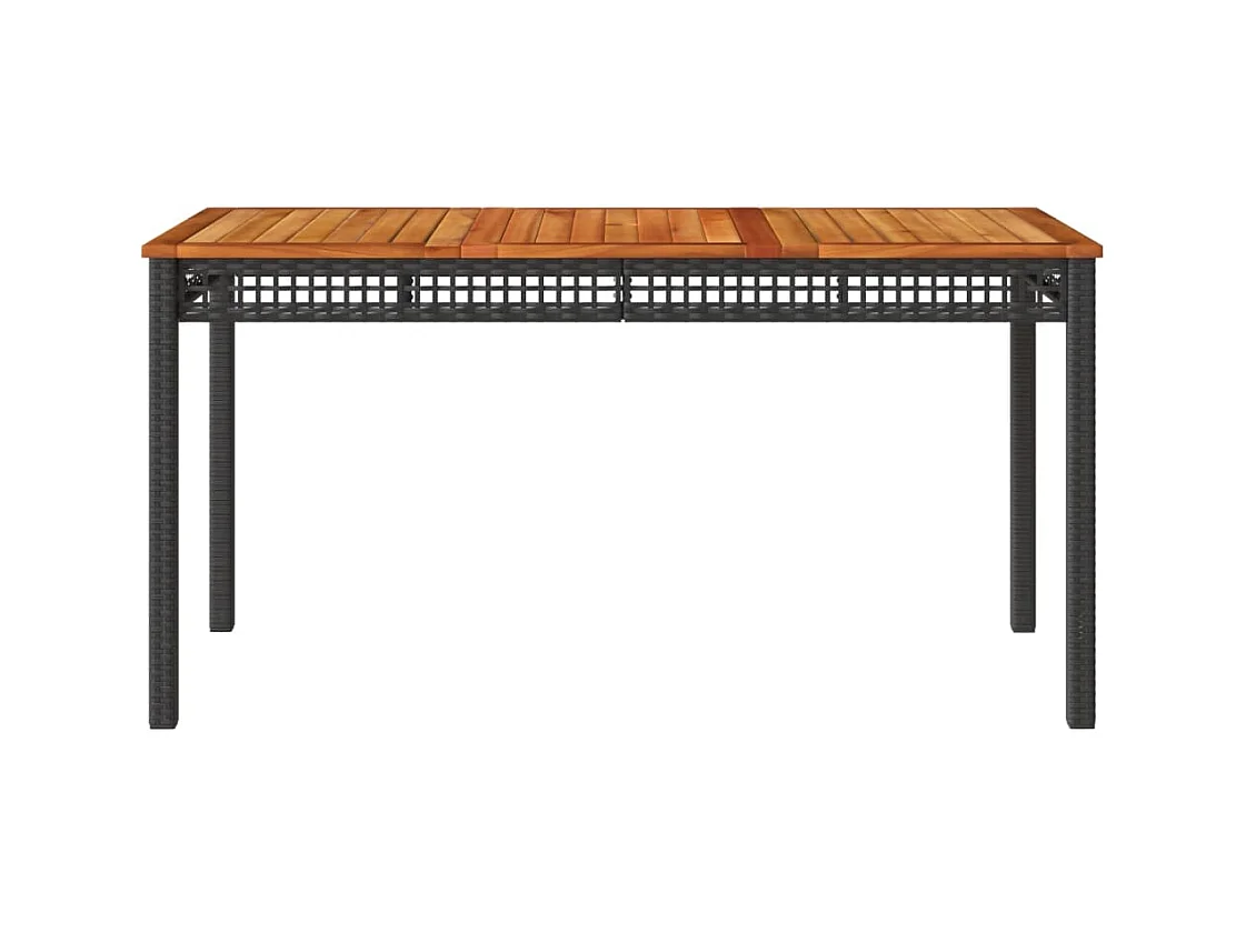 Zwarte tuintafel 140x80x75 cm gevlochten hars en acaciahout