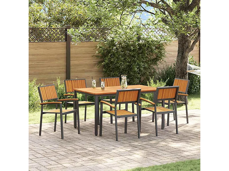 Ensemble de salle à manger pour jardin 7 pcs Noir et marron
