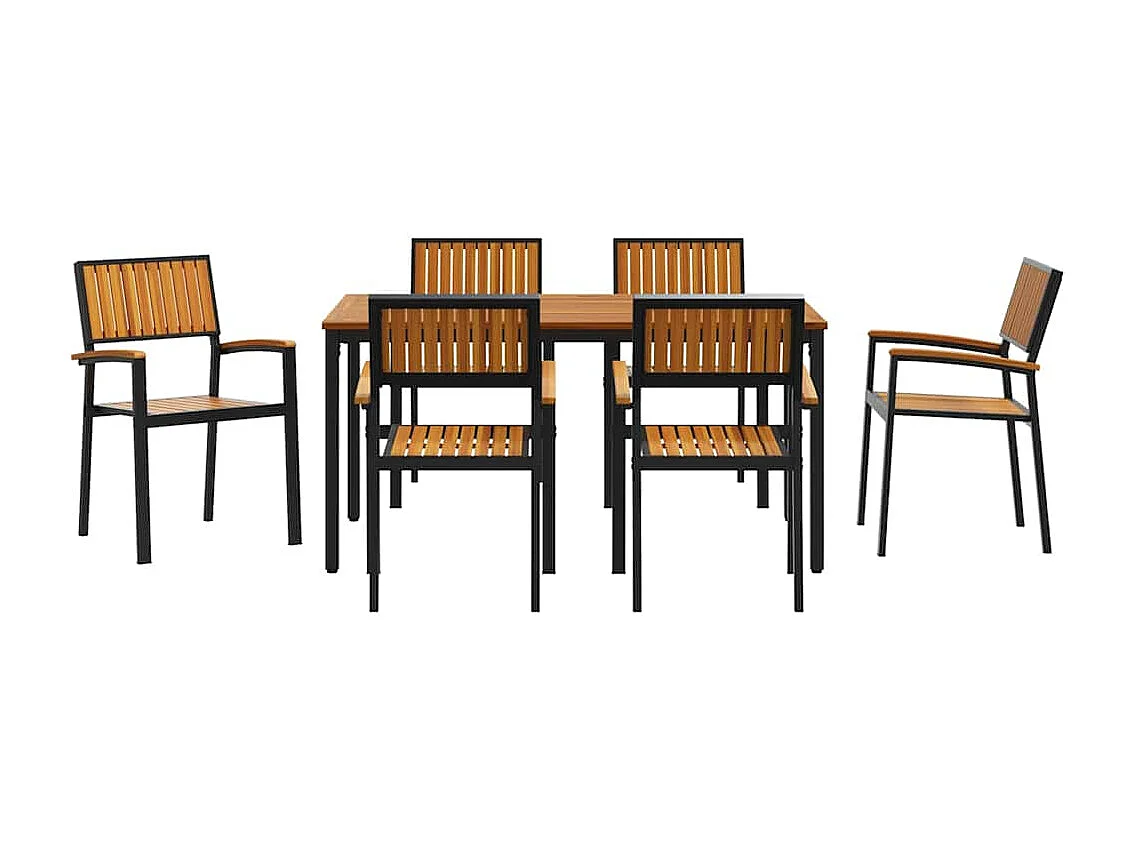 Ensemble de salle à manger pour jardin 7 pcs Noir et marron