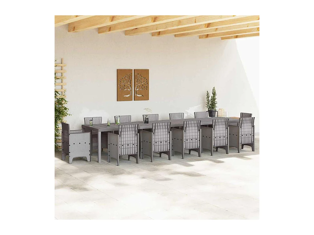 Table de Jardin Gris clair 400 x 100 x 73 cm polyrotin