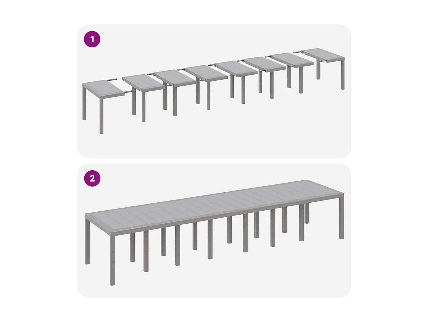 Table de Jardin Gris clair 400 x 100 x 73 cm polyrotin