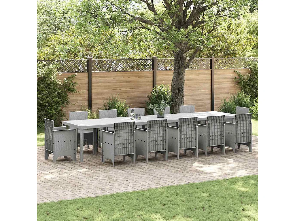 Table de Jardin Gris clair 400 x 100 x 73 cm polyrotin