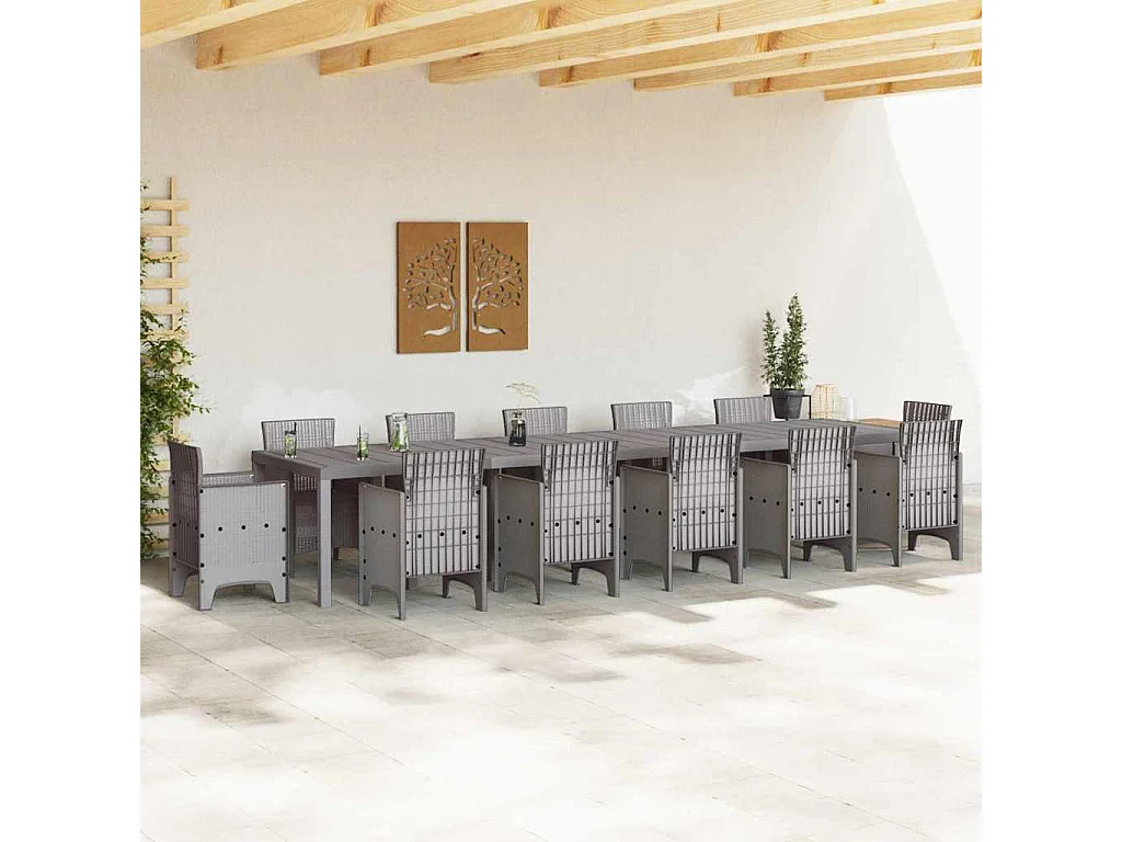 Table de Jardin Gris clair 400 x 100 x 73 cm polyrotin