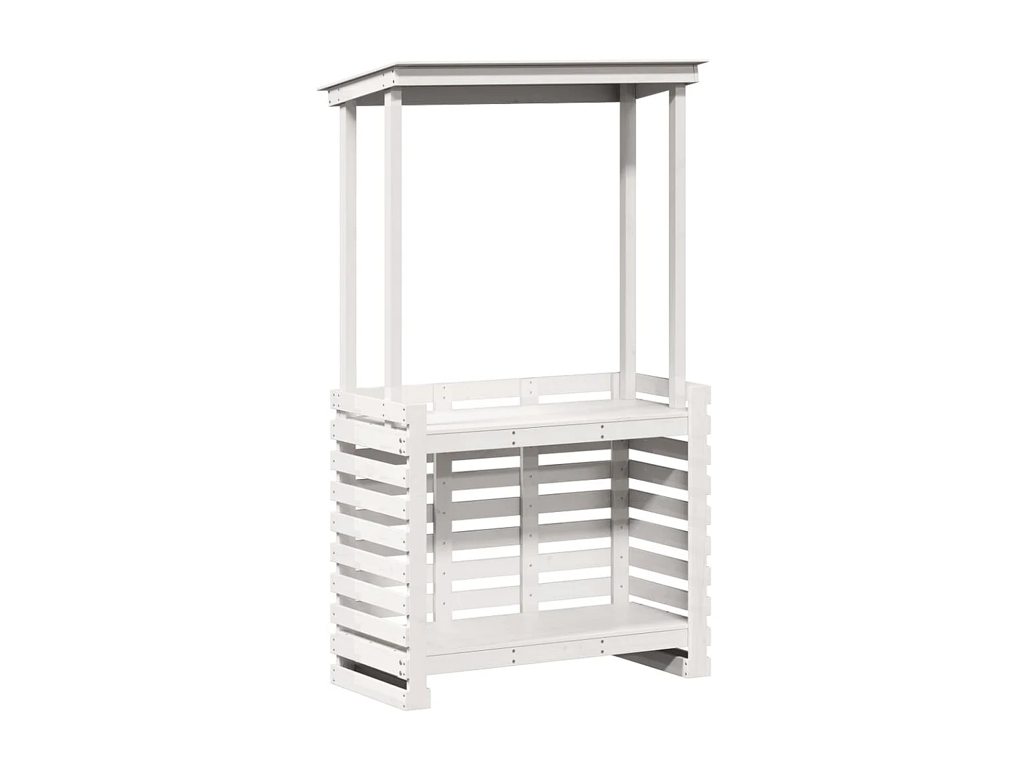 Table de bar d'extérieur avec toit blanc bois massif