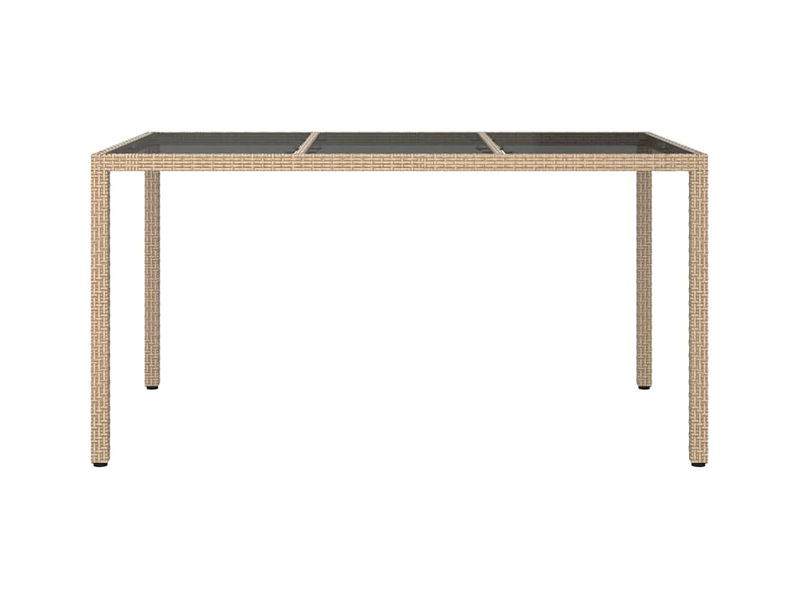 Tuintafel 150x90x75 cm Gehard glas/gevlochten hars Beige