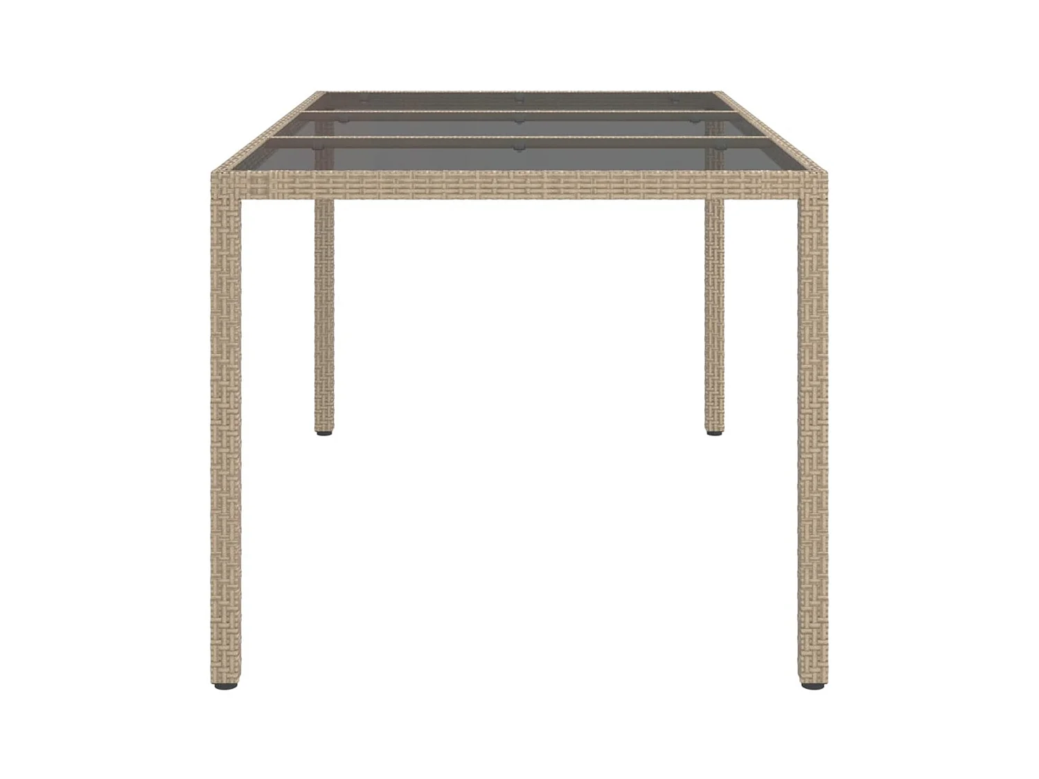 Tuintafel 150x90x75 cm Gehard glas/gevlochten hars Beige