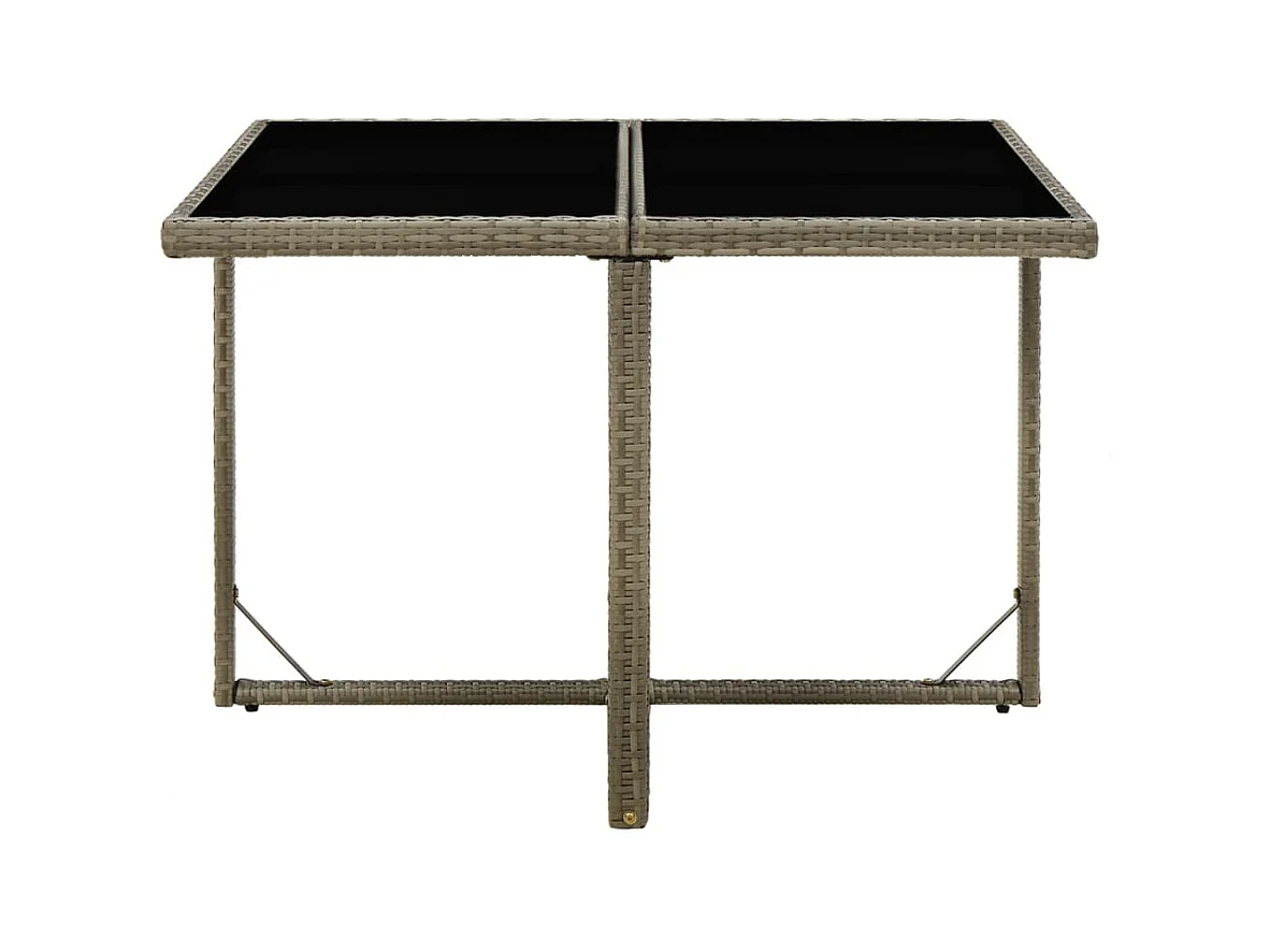 Grijze tuintafel 109x107x74 cm Geweven hars en glas
