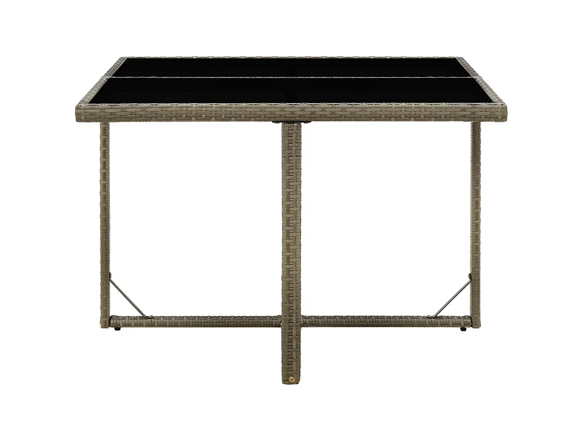 Grijze tuintafel 109x107x74 cm Geweven hars en glas
