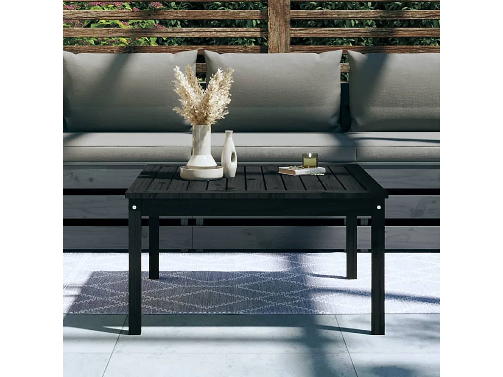 Zwarte tuintafel 82,5x82,5x45 cm massief grenenhout