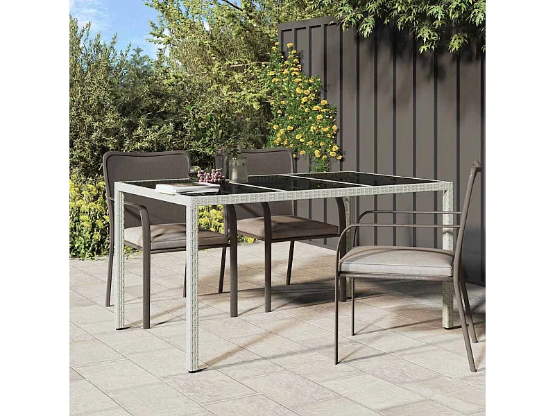 Table de jardin pour repas Blanc 150 x 90 x 75 cm Poly rotin