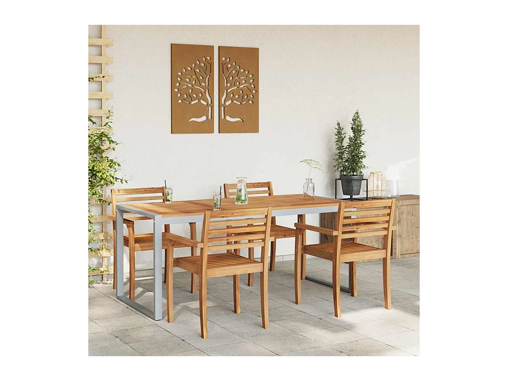 Table de jardin pour repas Gris 180 x 90 x 75 cm