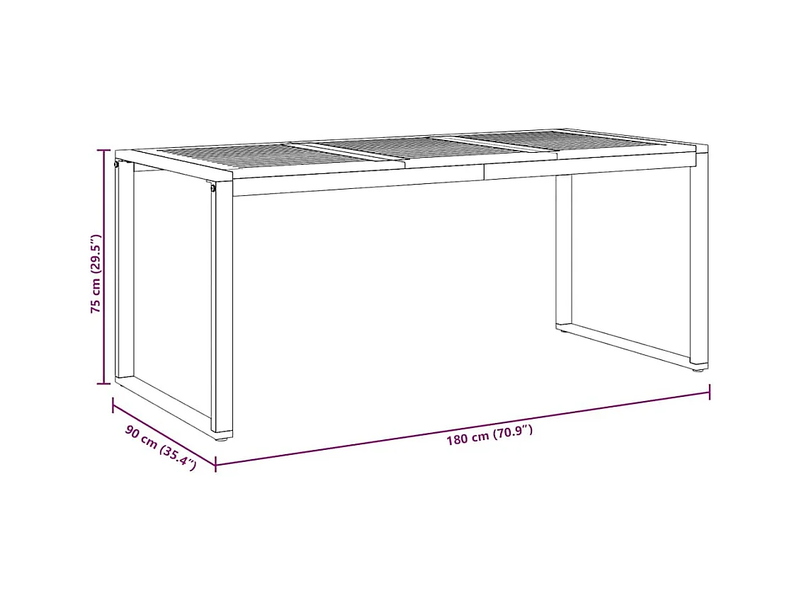 Table de jardin pour repas Gris 180 x 90 x 75 cm