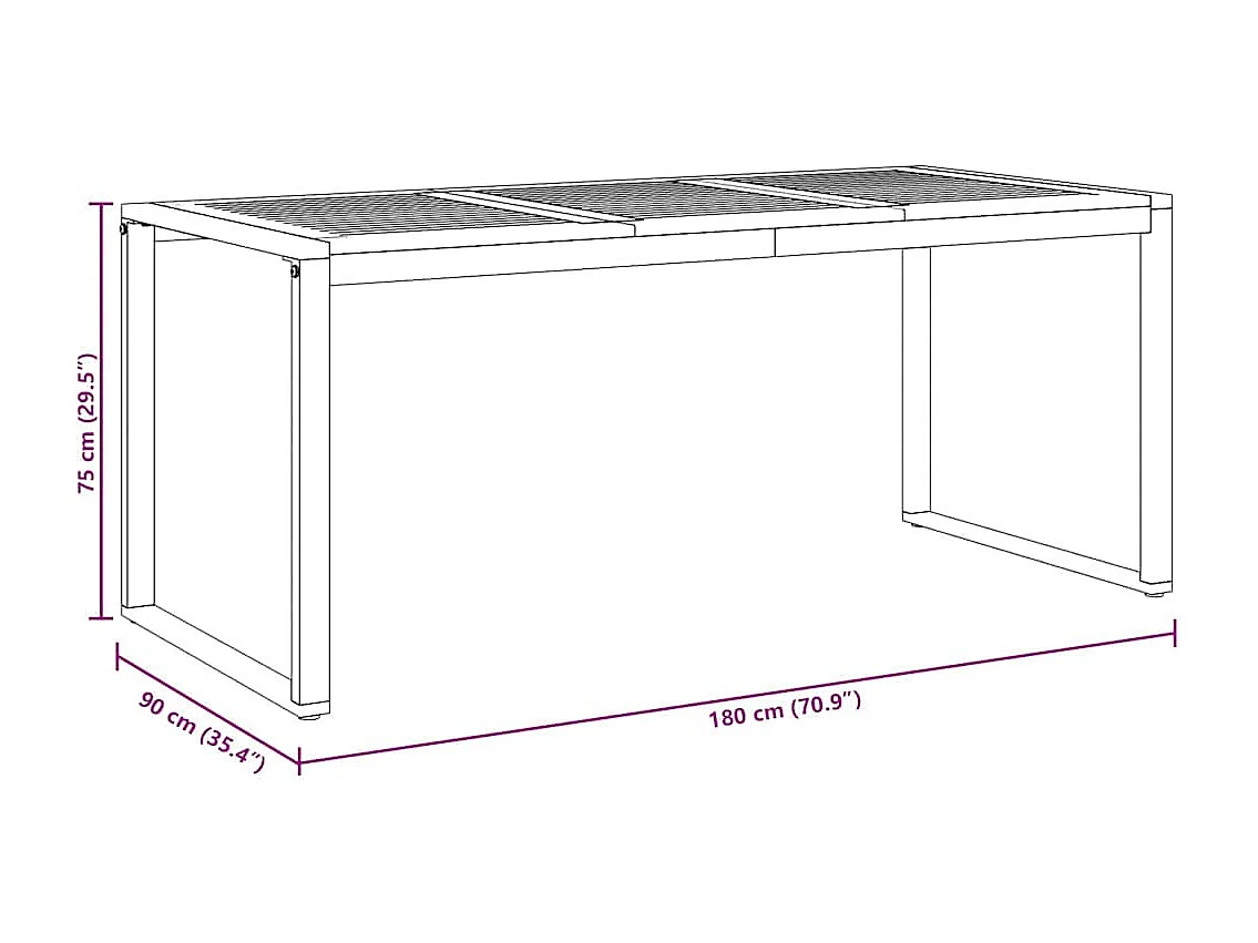 Tuintafel Grijs 180 x 90 x 75 cm