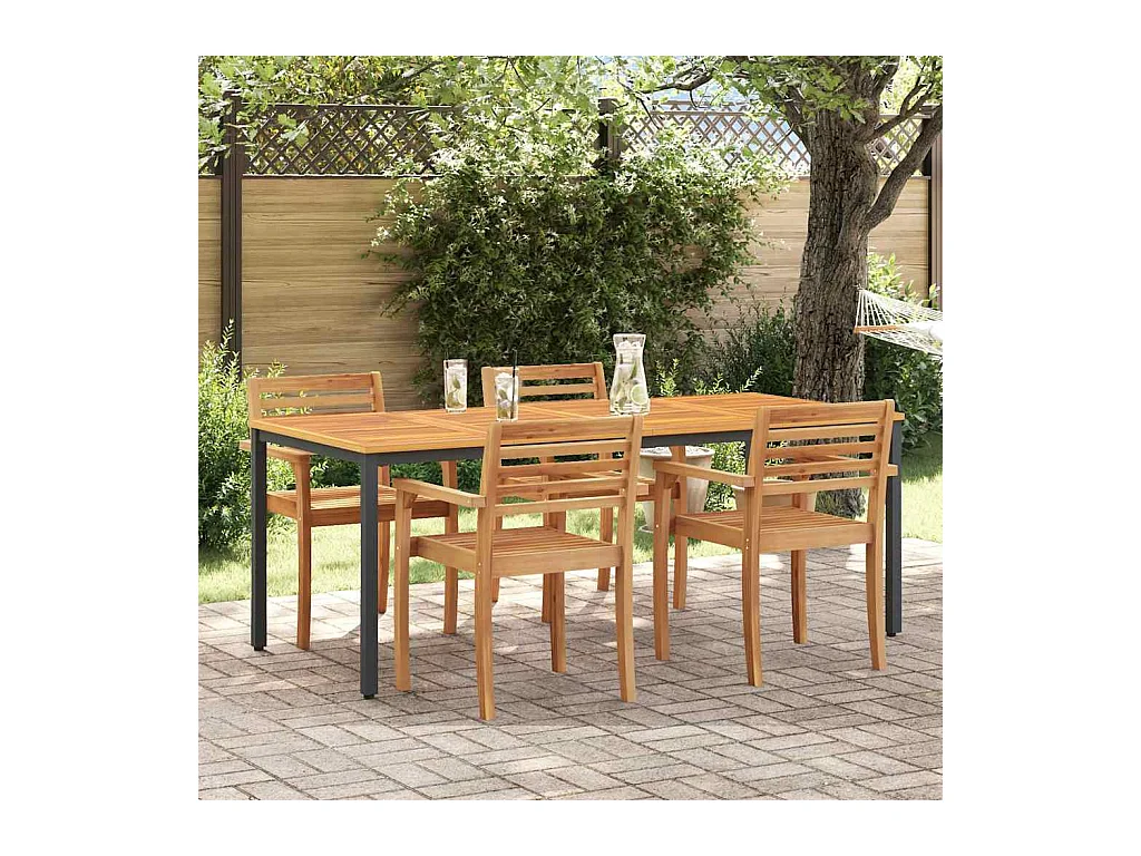 Tables de jardin Naturel et noir 200 x 90 x 75 cm