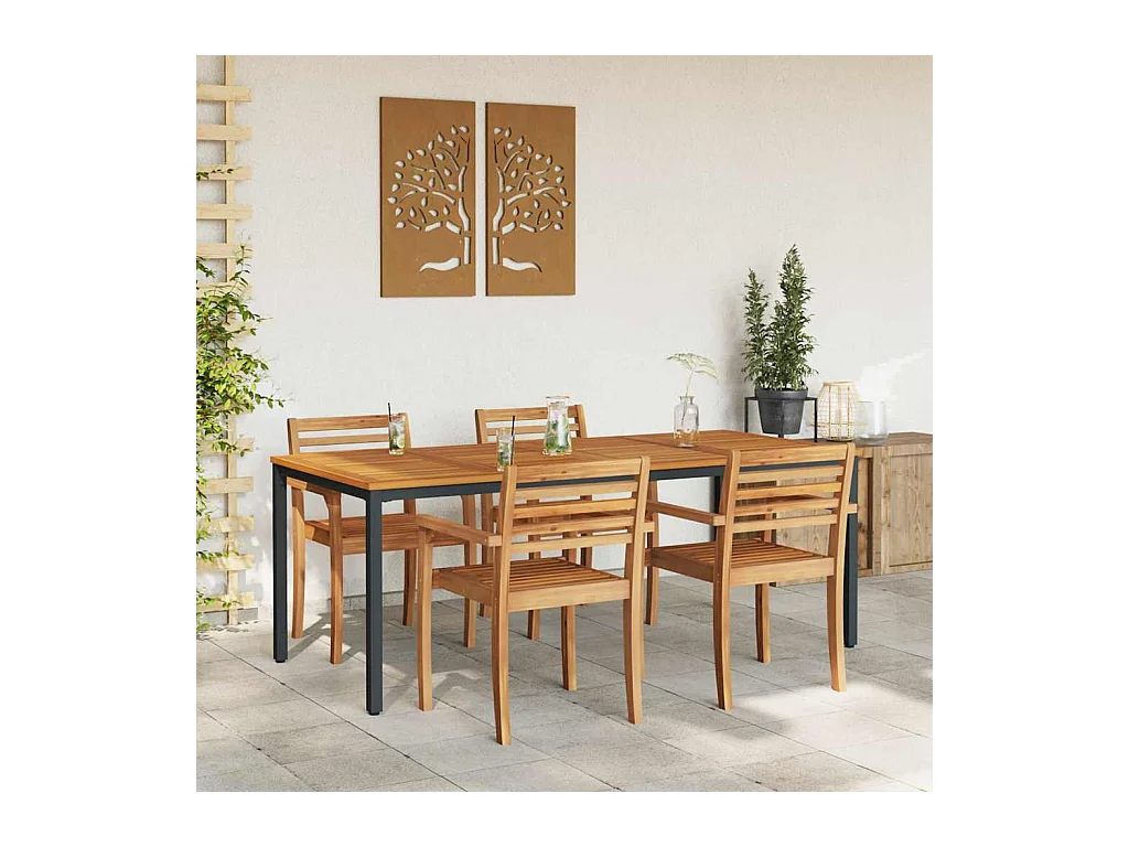 Tables de jardin Naturel et noir 200 x 90 x 75 cm