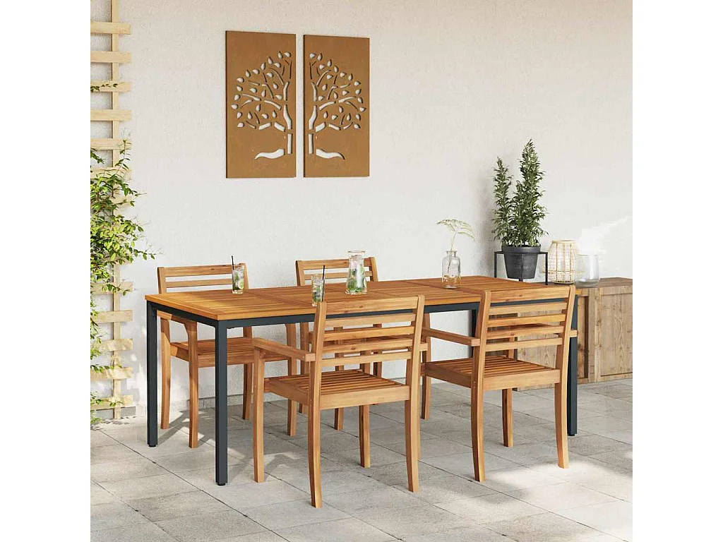 Tables de jardin Naturel et noir 200 x 90 x 75 cm