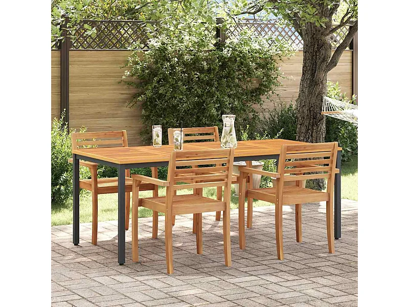 Tables de jardin Naturel et noir 200 x 90 x 75 cm