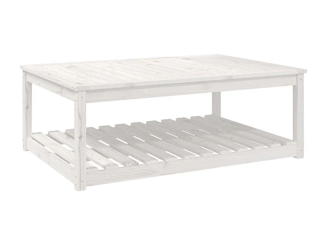Tavolo da giardino bianco 121x82,5x45 cm in legno massello di pino